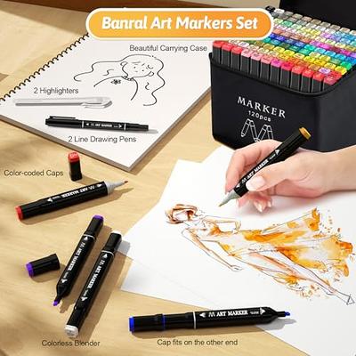  120 Colors Alcohol Markers Set, Dual Tips Blender Art