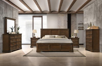 Best Quality Furniture Donna 6-Piece Dark Walnut Queen Panel Bedroom Set  DON-Q4NC - The Home Depot