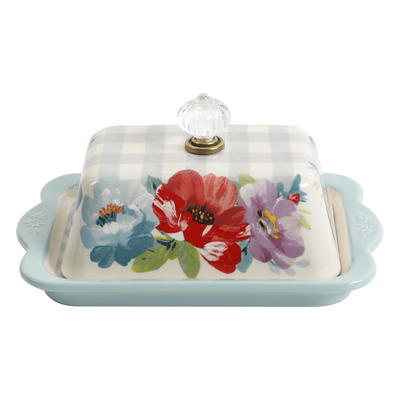 The Pioneer Woman Casserole/baking Dish With Red and Blue Flowers