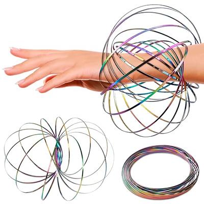 Flow Ring Spinner Ring Arm Toy - Stainless Steel Spring Toy Metal Slinky  Magic Flow Bracelet Spinner