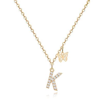 Picuzzy Initial Necklaces for Women, 14K Gold Plated Cubic