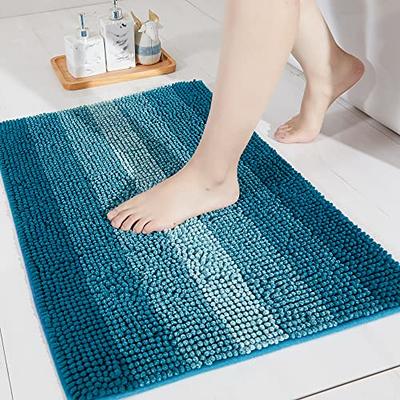 MIULEE Set of 2 Non Slip Shaggy Bathroom Rugs Extra Thick Soft Bath Mats  Plush Microfiber Absorbent Water for Tub Shower Machine Washable (Teal,  20x30