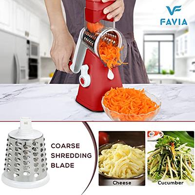 Rotary Cheese Grater Cheese Shredder - Round Mandoline Slicer  Vegetable Slicer Walnuts Grinder with Strong-Hold Suction Cup Base and  Cleaning Brush: Home & Kitchen