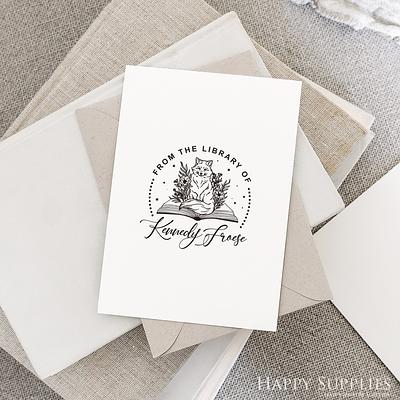 from The Library of | Ex Libris | Floral Book Stamp | Personalized Teacher  Stamp | Custom Library Stamp | Monogram Self-Inking Wood Handle Stamp