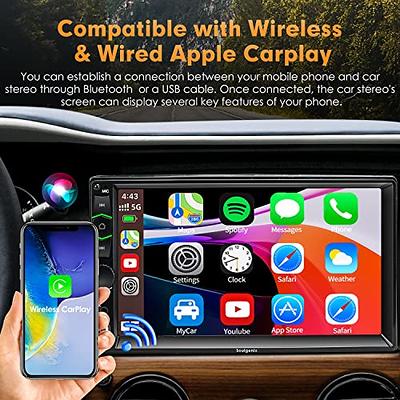 Double Din Car Stereo with Wireless Apple CarPlay and Android Auto, 7-Inch  FHD Touchscreen Car Audio Receiver with Backup Camera, Bluetooth, Car Radio  with FM, USB/TF/AUX Port, Mirror Link, Subwoofer 