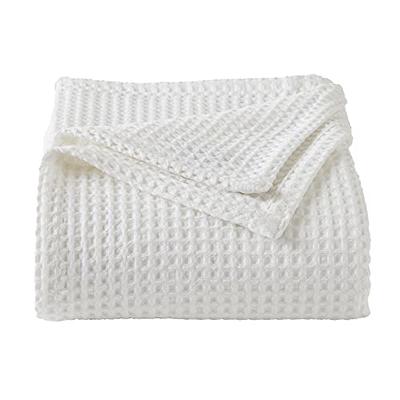 Utopia Bedding Woven Cotton Blanket (Full/Queen, White) Breathable Cotton Throw