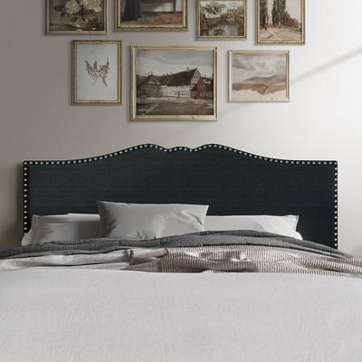 Linen Nailhead Trim Curvaceous Upholstered Adjustable Headboard, Full in  Charcoal Grey - CasePiece USA C8375FUHB-CGY-LN - Yahoo Shopping