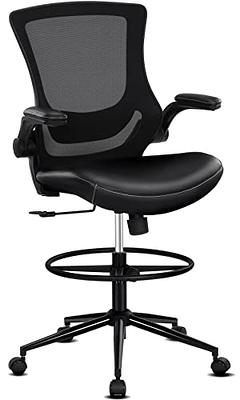 Luckyear Office Chair,Ergonomic Desk Chair,Home Office Desk Chairs,Computer  Chair,Adjustable Executive Task Chair,PU Leather Mesh Flip-up Armrests  Swivel Rolling Wheels Work Gaming Chair,Black 