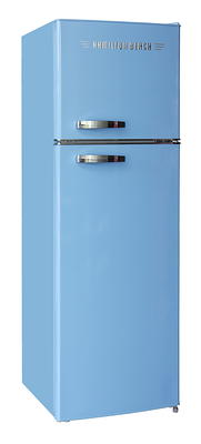 RCA RFR1055-BLUE, Retro 2 Door Apartment Size Refrigerator with Freezer,  10, Blue, cu ft