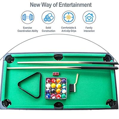 Mini Pool Table Top Games: 36-Inch Tabletop Billiards Table Set with 16  Pool Balls, 2 Cues, 1 Triangle Rack, 2 Chalks & 1 Table Brush, Portable  Pool