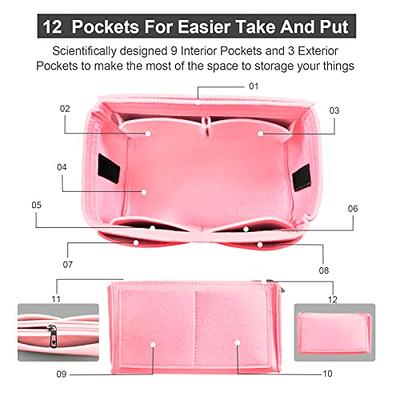 Purse Organizer Insert for Handbags, Bag Organizer for Tote with 8 Pockets & Key Hook, Perfect for Speedy Neverfull Bag Insert Contains 6 Sizes in