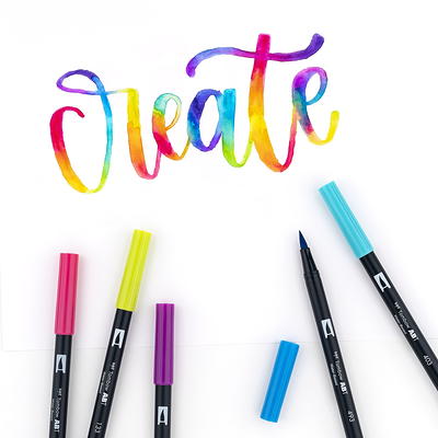 Tombow 56185 Dual Brush Pen Art Markers, Bright, 10-Pack. Blendable, Brush and Fine Tip Markers