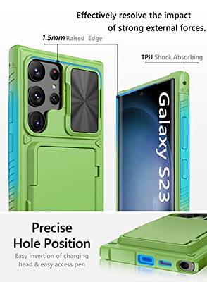 for Samsung Galaxy S24 Ultra Case with Card Holder (3 Cards) & Slide Camera  Cover & Kickstand, Military Grade Drop Protection, Rugged Hard Back 