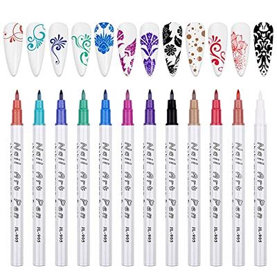 12 Color 3D Nail Art Pens Set, Kalolary Nail Polish Pens Nail Point  Graffiti Dotting Pen Drawing Painting Liner Brush for DIY Nail Art Beauty  Adorn