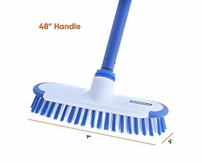 ITTAHO 12 Wide Floor Scrub Brush with Long Handle, Extendable Grout  Cleaner Brush