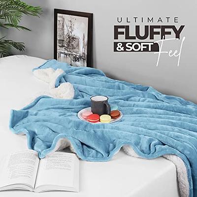 Utopia Bedding Sherpa Blanket Twin Size [Washed Blue, 90x66 Inches