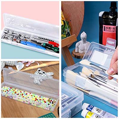 HZLHZYY 4 Pack Paint Brush Storage Case Plastic Long Pencil Box