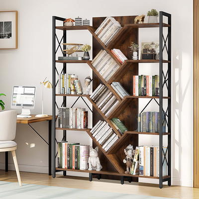 Hosfais S-Shaped Bookshelf, 3 Tier Bookcase, Small Bookshelf for