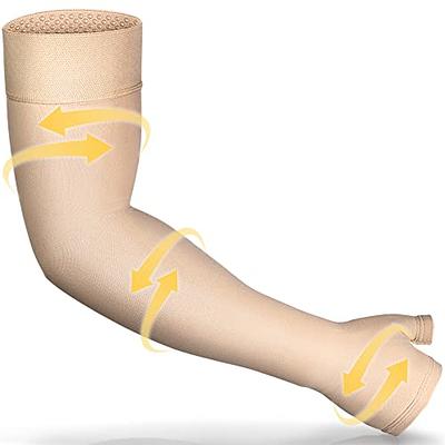 MGANG Lymphedema Compression Arm Sleeve for Women Men, Opaque, 15-20 mmHg  Compression Full Arm Support with Silicone Band, Relieve Swelling, Edema