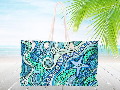 Unicorn Tie Dye Personalized Beach Bag With Rope Handles Tote 