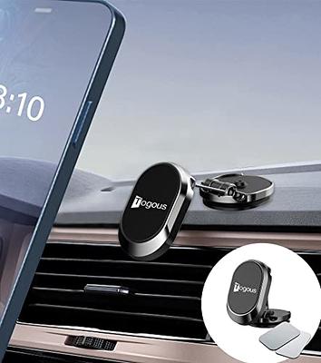 Folding Magnetic Phone Holder With 2 Metal Plates, Car Magnetic Phone Stand,  360 Rotation Universal Dashboard Car Holder Mount