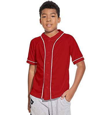 Unisex Button Down Plain Red Stripe Baseball Jerseys | YoungSpeeds