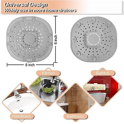 2pcs Drain Hair Catcher Square Silicone Trap Shower Drain Cover With  Suction Cups For Bathroom Bathtub Kitchen Filter Flat Strainer