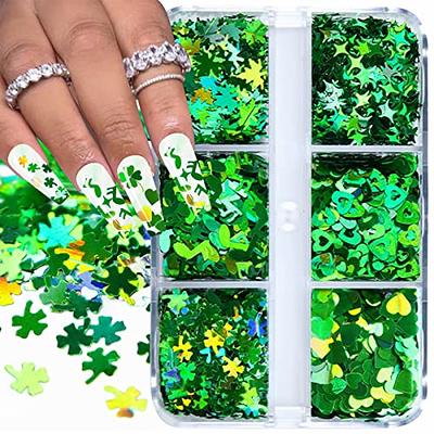 St. Patrick's Day Nail Sequins 3D Holographic Shamrocks Nail Art