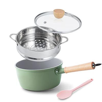 ROCKURWOK Ceramic Nonstick Sauce Pan with Lid, 2.2 Quart Cooking Pot, Small  Saucepan with Steamer, PTFE& PFAS-Free, Wooden Handle for Cool Touch,  Universal Base(Gas, Electric & Induction), Green - Yahoo Shopping