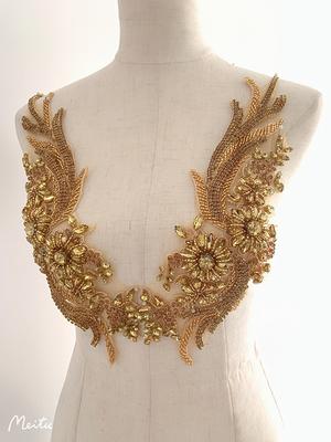 Handcrated Gold Rhinestone Applique For Couture, Heavy Bead Crafted  Rhinestone Dance Costume, Headpiece - Yahoo Shopping