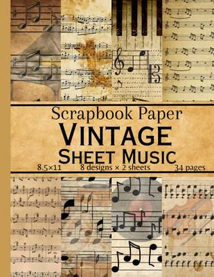 sheet music digital paper, vintage music notes scrapbook