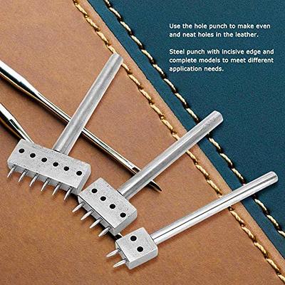 PLANTIONAL Leather Stitching Sewing Kit: 31PCS Leather Sewing Kit with 4mm  Lacing Stitching Chisel, Leather Sewing Tools, Waxed Thread and Large-Eye