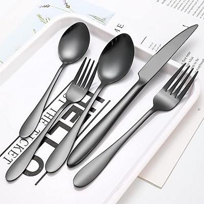 48-Piece Black Silverware Set with Steak Knives, AIVIKI Black Flatware Set  for 8, Stainless Steel Cutlery Set, Tableware Utensils Includes Spoons