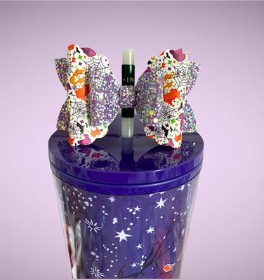 Purple Straw Bow Topper, Bows For Glow in The Dark Starbucks Cups
