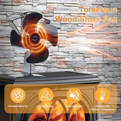 Tomersun 4 Blades Heat Powered Stove Fireplace Fan for Home Wood