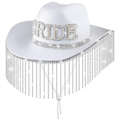 Suhine Bride Cowgirl Hat with Glitter Fringe for Bachelorette Party  Rhinestone White Cowboy Hat Western Disco Style Bling Hat Wedding Bridal  Shower Gift for Women Costume Cosplay - Yahoo Shopping