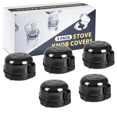 5 Pack Universal GAS Oven Knob Covers Stove Guard for Child Safety Black in Transparent