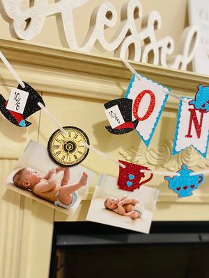  Alice in Wonderland Highchair Banner for 1st Birthday