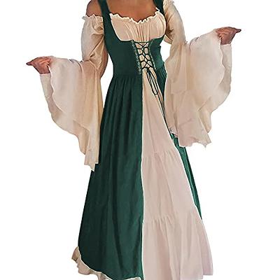 Red Victorian Dress Ball Gown Women Vintage Medieval Dress Plus Size Lace  Up Cinch Corset Dress Renaissance Costume