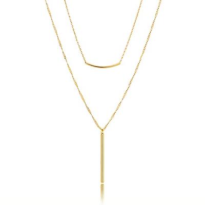Elegant and Simple Multi-Layer Necklaces in Silver and Gold 