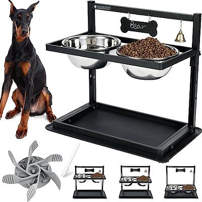 Elevated Dog Bowls with Slow Feeder,Raised Dog Bowl Stand for