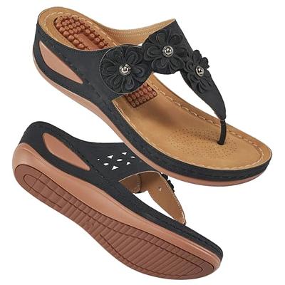 Extra Wide Sandals For Women Sawvnm Women's Orthopedic Sandals Wedge  Flip-flops Outer Beach Sandals Comfortable Shoes With Ergonomic Soles Great  Gifts