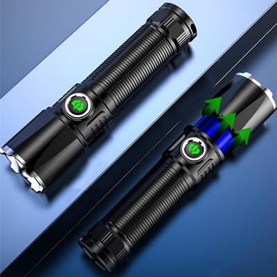 RECHOO Flashlight USB Rechargeable Double Switch S3000L LED Tactical  Flashlight High Lumens Super Bright 5 Modes Zoomable Waterproof Flashlight  for Camping, Emergency (Battery Included) 1-pack