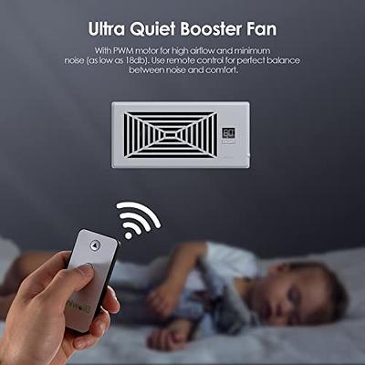 Howeall Super Quiet Register Booster Fan 4 x 10 - Intelligent Thermostat  Control Vent Fan Booster - Cooling Heating Smart Register Vent - White