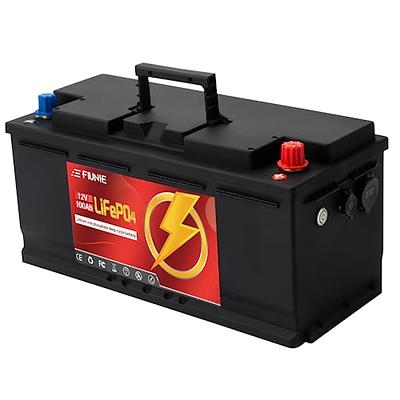 power queen 12V 100Ah Mini LiFePO4 Lithium Battery, Deep Cycle Battery with  Upgraded 100A BMS, Max 1280W Energy, Up to 15000 Cycles & 10-Year Lifespan