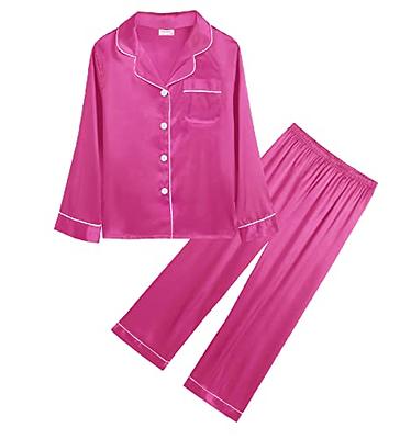 Kids Satin Pajama Set Solid Color Satin Sleepwear For Boys And Girls 4 14  Years Pink Nightwear 230503 From Kong06, $10.13