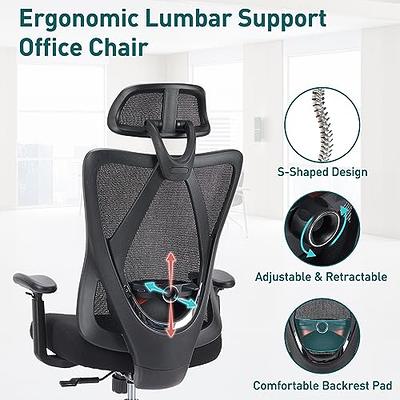BRTHORY Office Chair Height-Adjustable Ergonomic Desk Chair with Lumbar Support, Breathable Mesh Computer Chair High Back Swivel