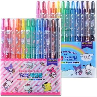 12 Count Cute Characters Color Pencils Twist Up Crayons with Name Labels (1  Pack of Blue or Pink Package will be randomly sent) - Yahoo Shopping