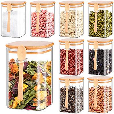 Glass Food Storage Jars with Airtight Lids - 4 Pack Square Mason