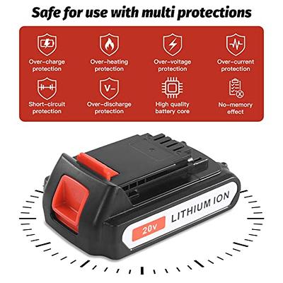 LBXR20 20 Volt 3000mAh Replacement Battery Compatible with Black and Decker  20V Lithium Battery Max LB20 LBX20 LST220 LBXR2020-OPE LBXR20B-2 LB2X4020  Cordless Tool Batteries 